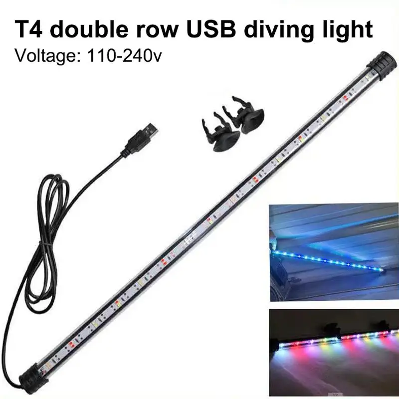 17-47cm Aquarium LED Lighting Submersible Mood Lamp USB Waterproof Fish Tank Decorative Plant Grow Light Accessories