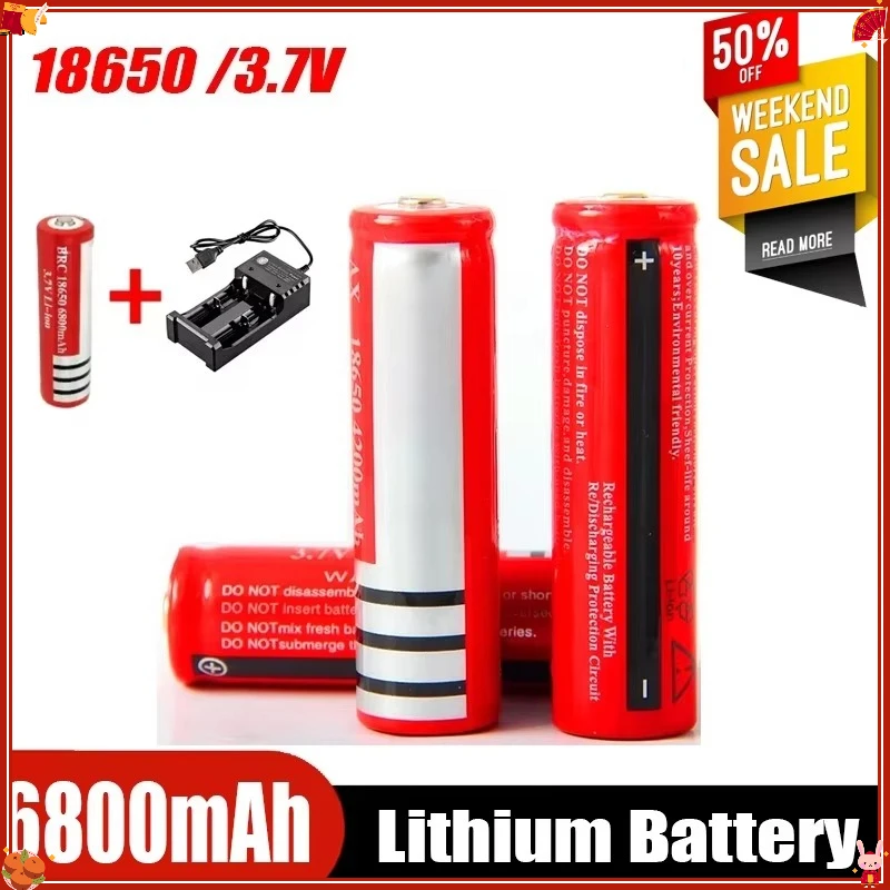 High-Quality`2026 New 3.7V 6800mAh Rechargeable 18650 Lithium Battery For Led Flashlight Battery Litio Battery