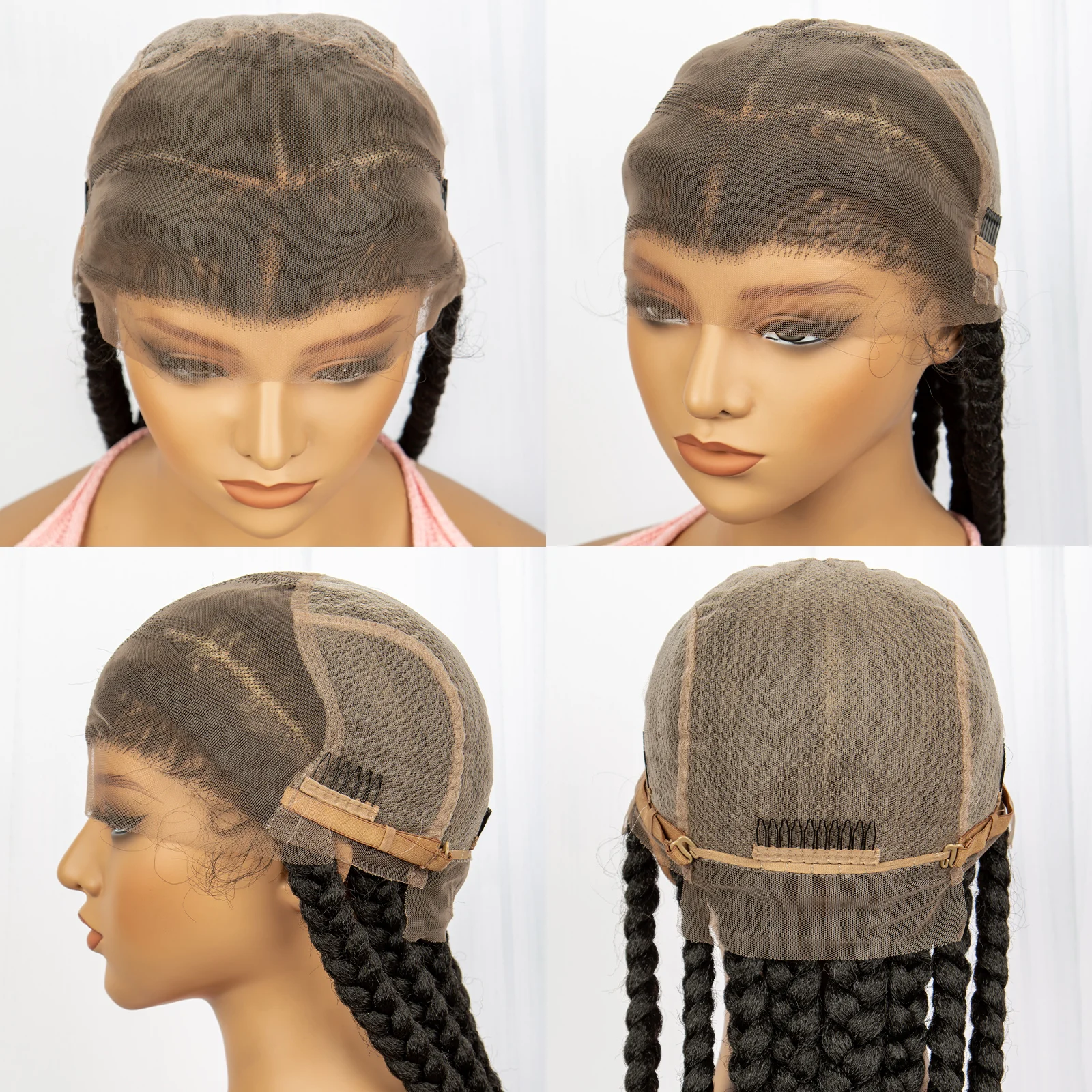 Kima Full Lace Frontal Wig Synthetic Cornrow Braided Wigs 8 Dutches For Black Women