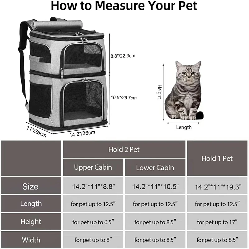 Imagem -06 - Mochila de Transporte de Animais de Estimação de Compartimento Duplo para Cães Pequenos e Gatos Design Super Ventilado ao ar Livre Gato Mochila Transportadora Bolsas de Cão