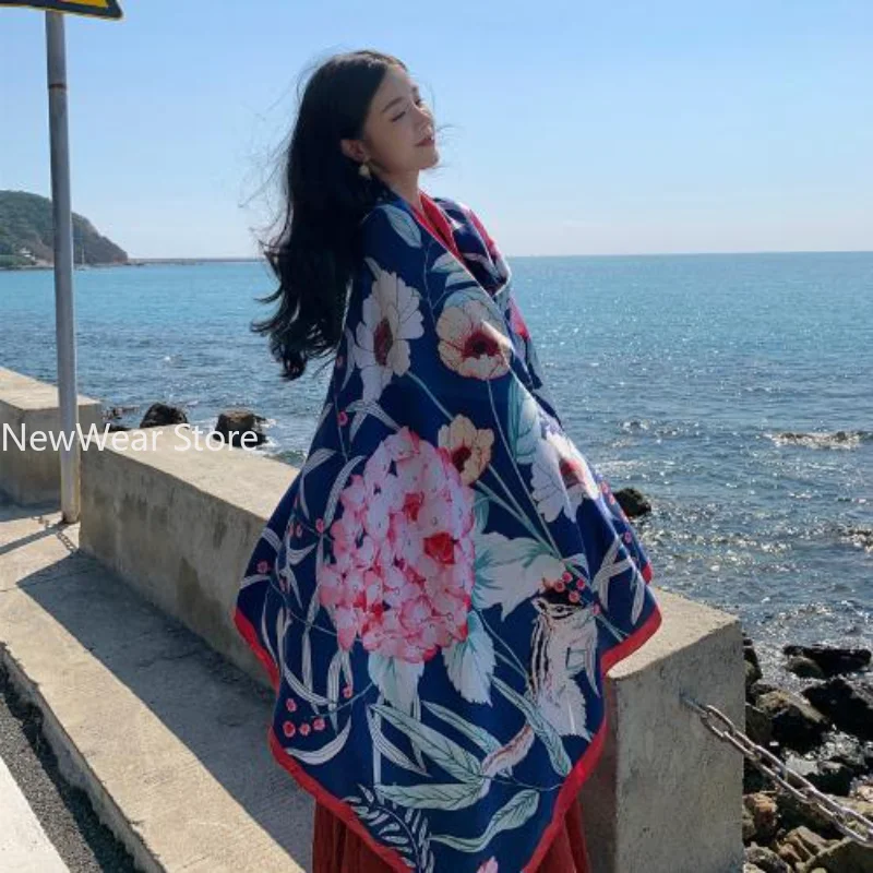 Bikini Bathing Swimwear Cover Up Sarong Wrap Scarf Twill cotton Pareo Beach Cover-Ups Women Large Beach Dress 90x180cm