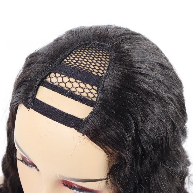 Naturfarbene U-Part Burmesische Lockige Echthaarperücke, Kleberlos, sofort tragbar, brasilianisches Remy-Haar für schwarze Frauen, für den täglichen Gebrauch, Bestseller. – Detail 5