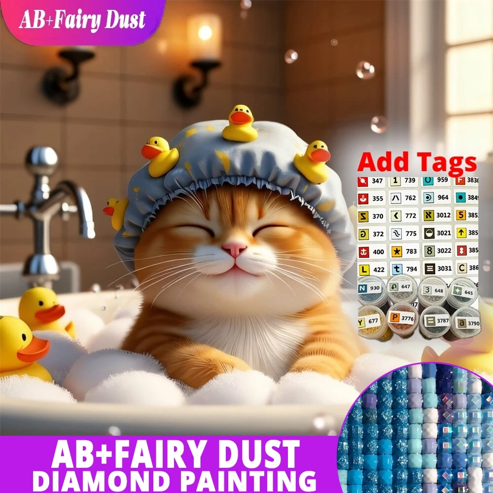 

AB Фея Пыль Алмазная Мозаика Кошка Животное Узор Для Взрослых Початковщиц Мультяшная Живопись Утка Картина Стразы DIY Подарок Ручной Работы