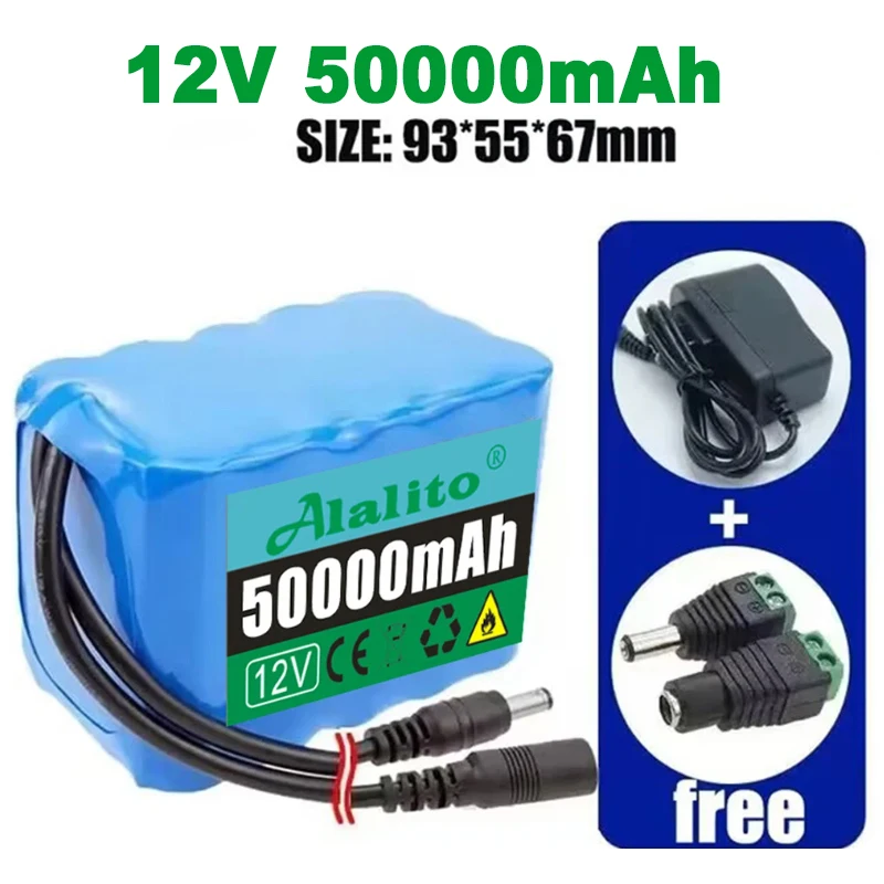 NEW 12V 3S5P 50000mah battery 18650 Li-ion 50Ah Rechargeable batteries with BMS Lithium Battery packs Protection Board +Charger