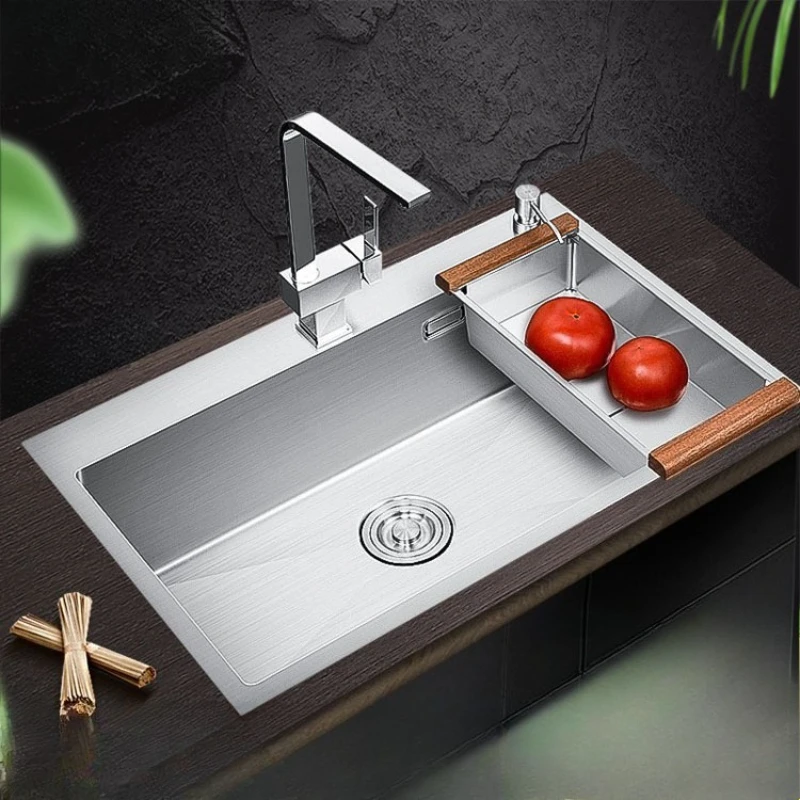 304 stainless steel countertop basin, handmade large single tank, kitchen vegetable basin, rectangular rounded corner sink