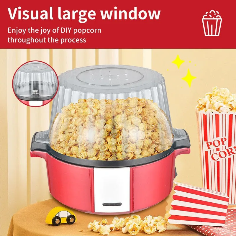 AD-Compact Electric Popcorn Maker Quick DIY Popcorn Machine For Kids, Mini Puffing Machine Small Popcorn Machine EU Plug