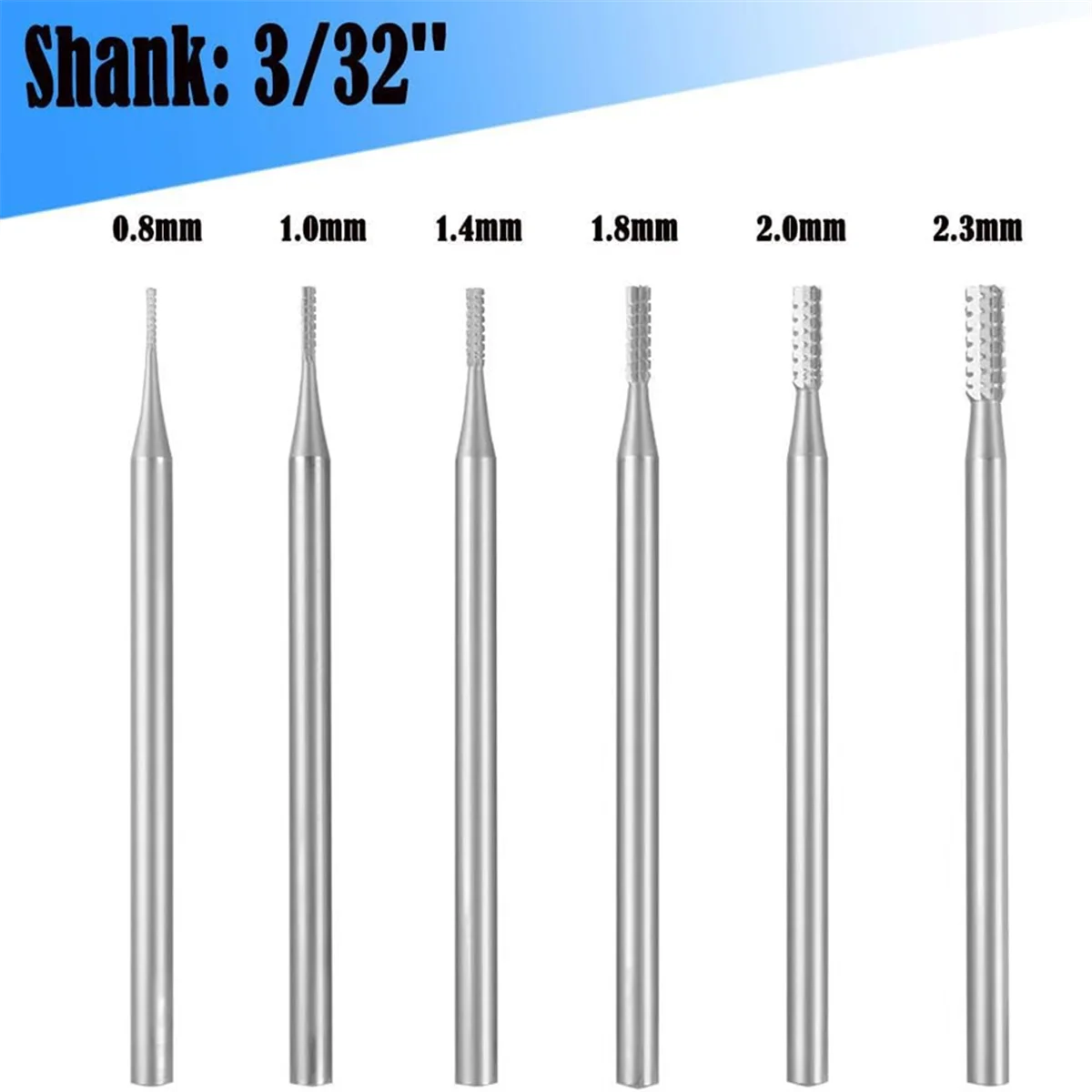 Y01A6Pcs Cylinder Shape Jewelry Burr - 3/32Inch Shank Cylindrical Cross-Cut Burs Lapidary Setting Tools