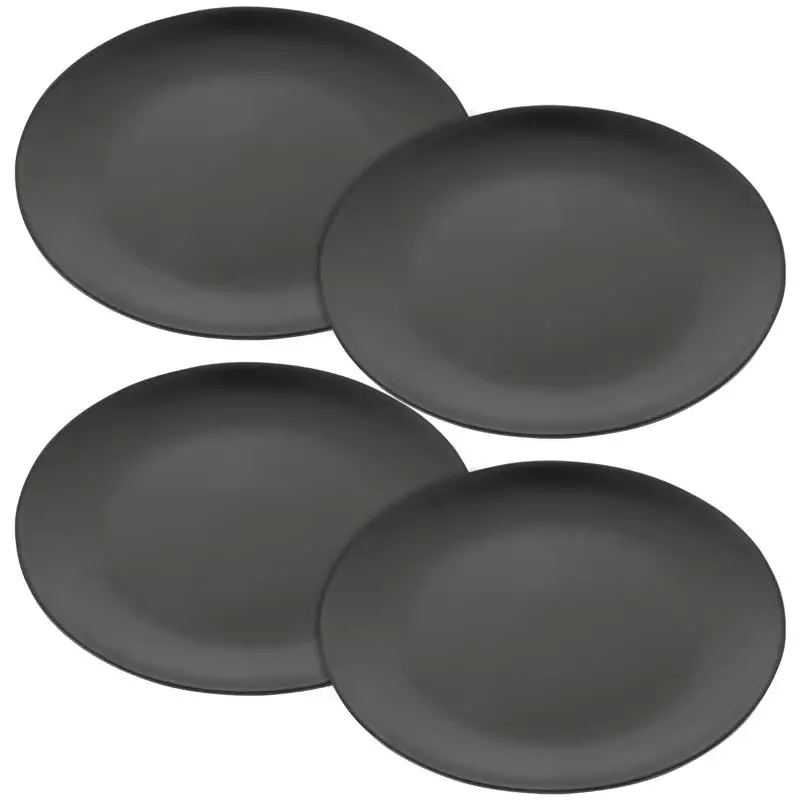 

4Pcs Black Melamine Plate Round Melamine Dishes Flat Bottom Melamine Plates Gothic Dinnerware Set Serving Plate Kitchen Plates