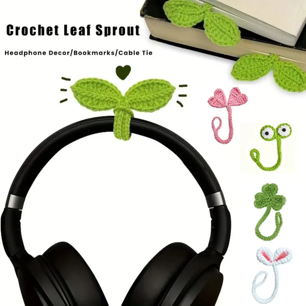 Multifunctional Hand-Knitted Crochet Leaf Sprout Versatile Crochet Leaf Bud Headphone Decor Cute Decor Cable Tie
