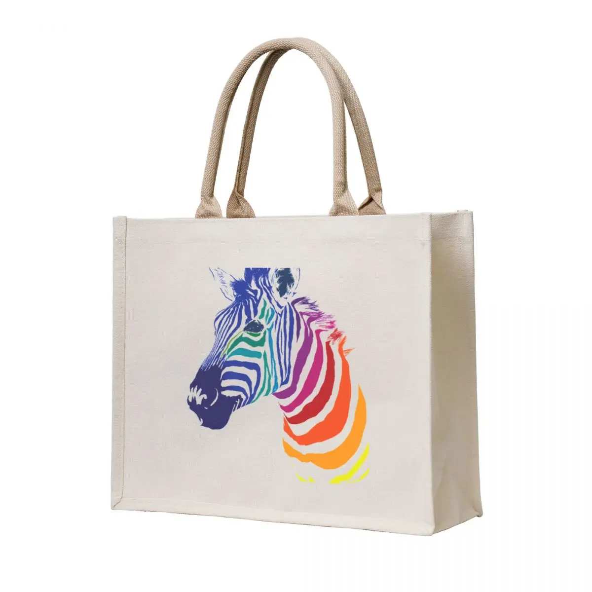 

Rainbow Zebra Tote Bag Canvas reusable shopping bags Women's beach bags