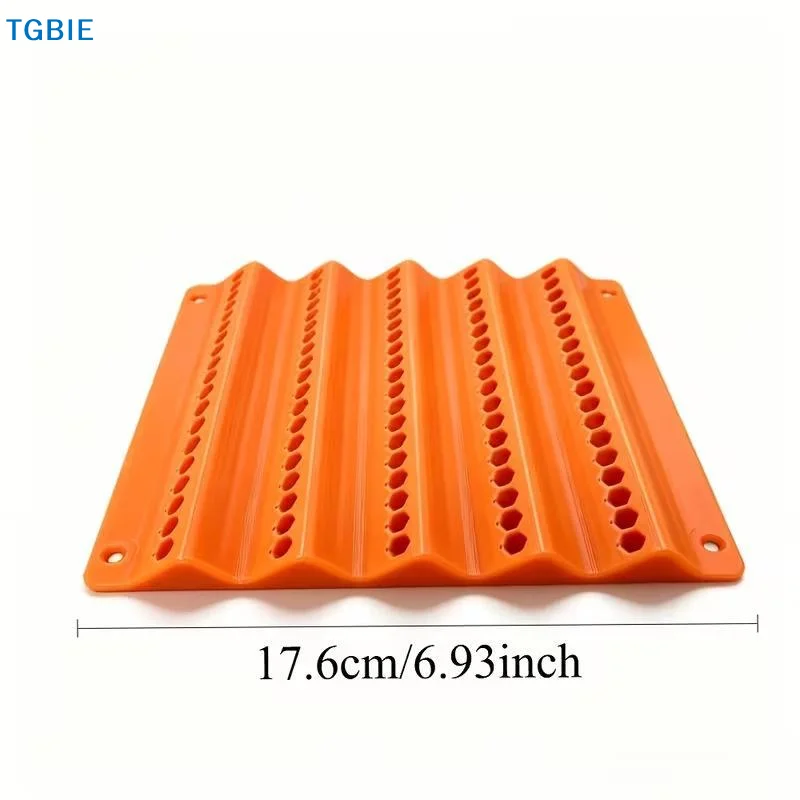 [TL]Multi-Size Orange Wall-Mounted Drill Bit Holder Tool Organizer for Woodworkers Garage Storage
