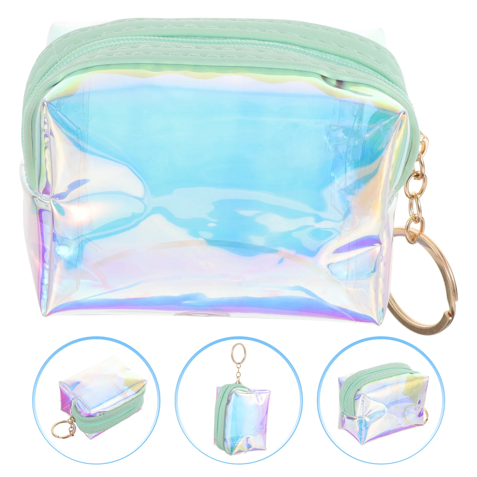 Holograficzna portmonetka, mały portfel, brelok, stylowa, kompaktowa saszetka na zamek błyskawiczny dla kobiet i nastolatek, portmonetka na monety, brelok, portfel na drobne.