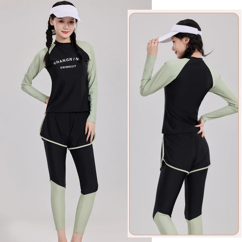 

Girls/Womens 3 Pieces Rash Guards Long Sleeve Shirt+Boyshort+Leggings Swimwear Sun Protection Surfing Bathing Suits Swimsuits