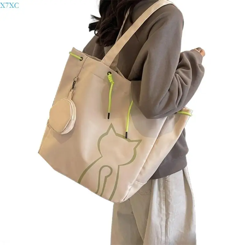

X7XC Women Print Handbag Canvas Shopping Bag Large Capacity Casual Shoulder Bag