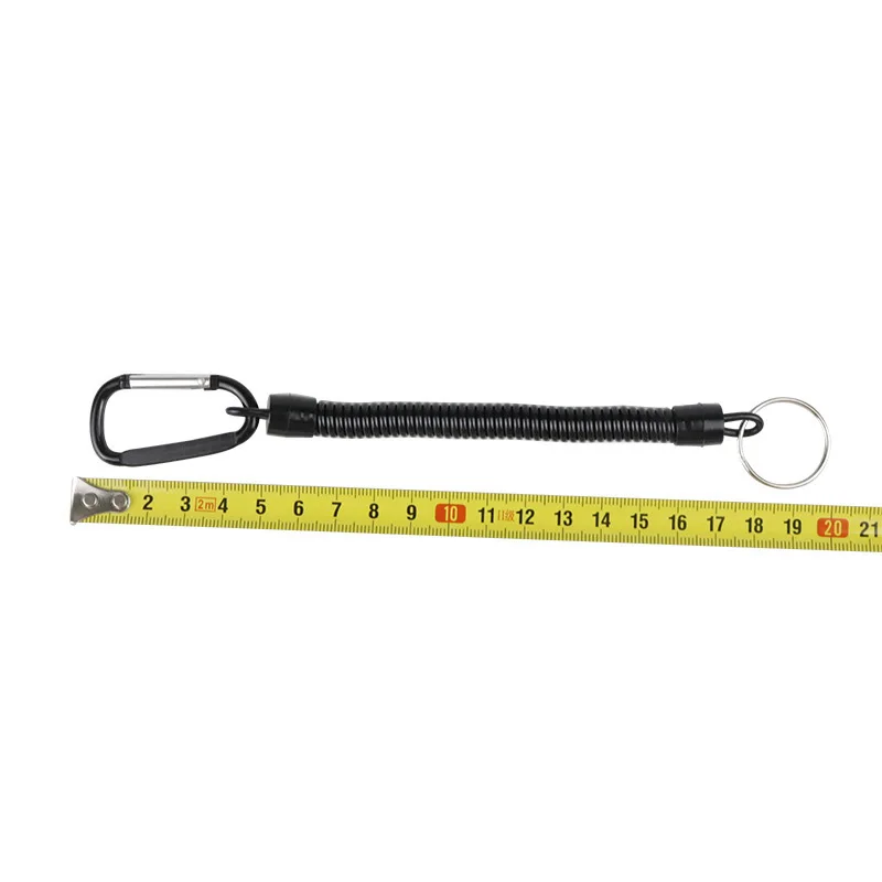 50pcs Spring Coil Keychains Retractable Extendable Portable Wrist Strap Safety Rope with Metal Carabiner Ring Hook