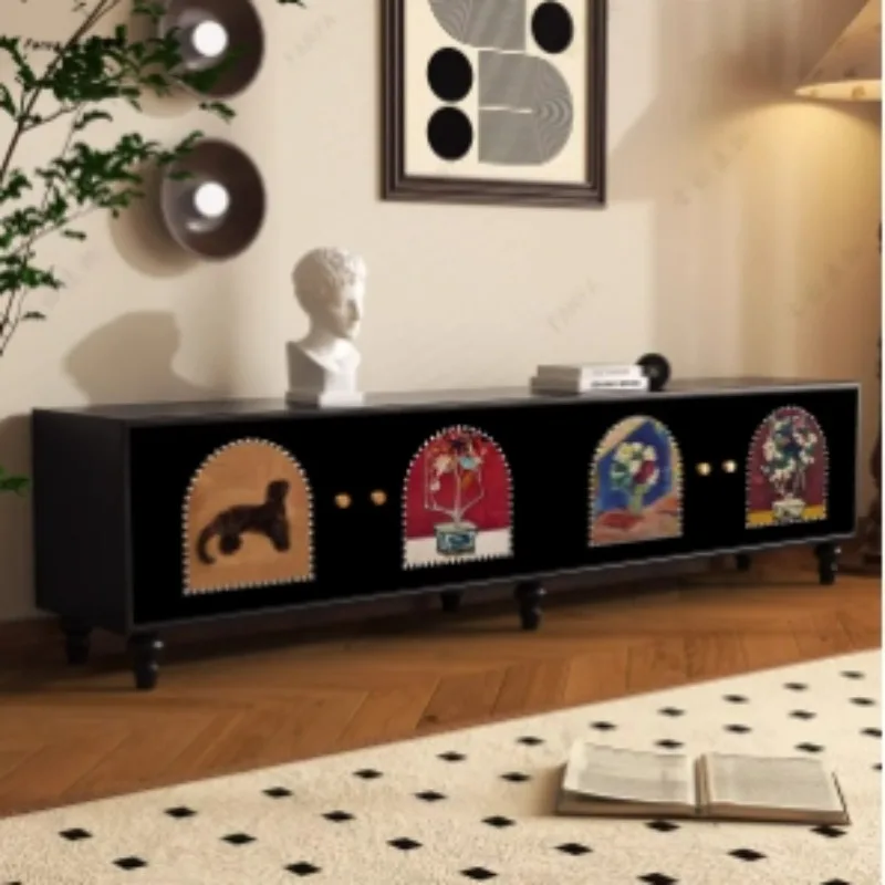 

French Solid Wood TV Cabinet Storage Design Organizer Dollhouse Hallway Tv Table Art Wall Salon Unique Trendy Muebles Furniture