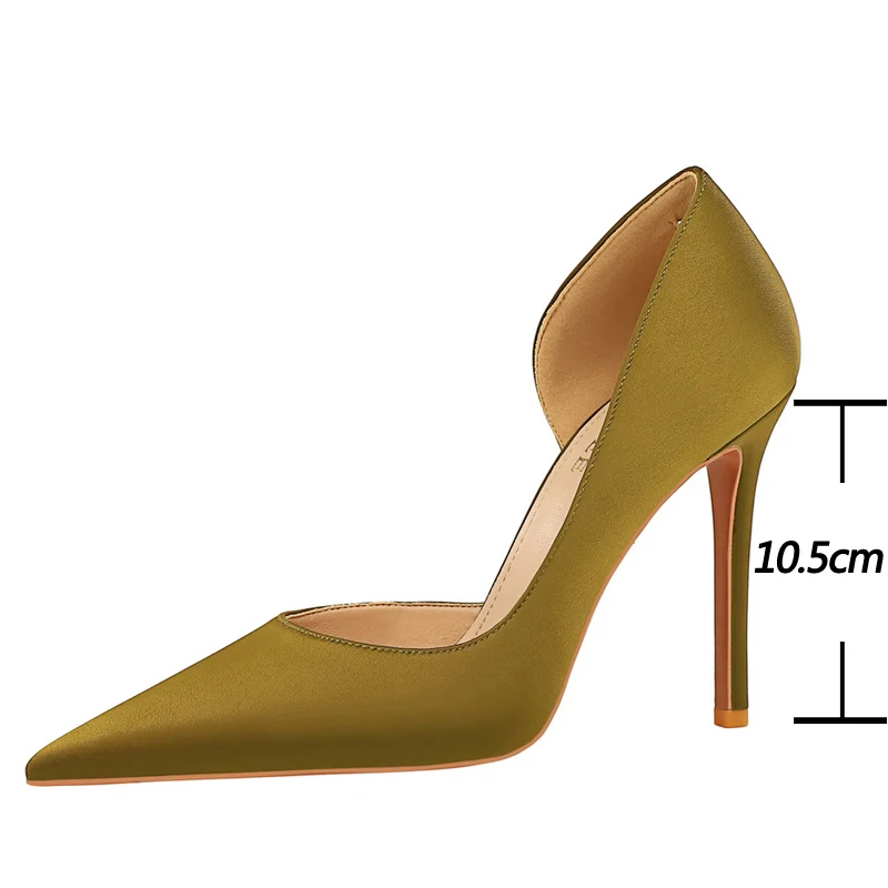 Large Size 43 Pointed Shoes Woman Pumps Professional OL High Heels Office Shoes Silks Satins Women Heels Stilettos Ladies Shoes