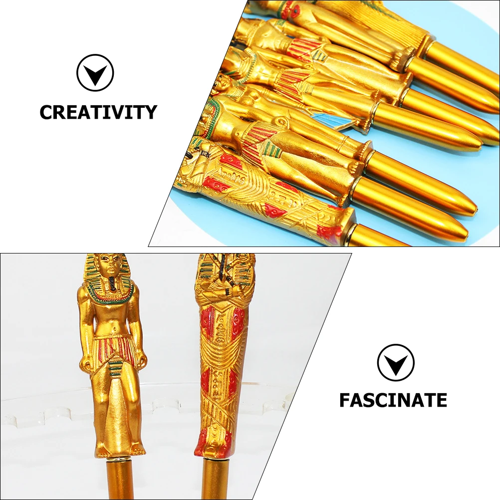 

10pcs Pharaoh Ballpoint Pens Plastic Bulk Creative Egyptian Design Students Stationery Office Supplies Writing Tools