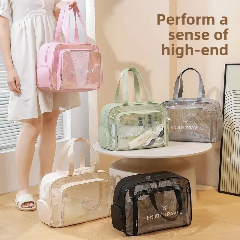 Wet and dry separation fitness wash bag  waterproof travel bag swimming storage bag PU handheld portable cosmetic bag
