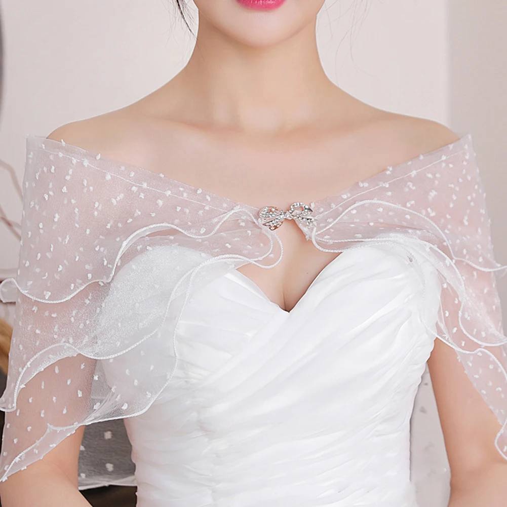 Tulle Stole For Parties Bridal Capelet Lace Shawl Unique Neckline Design Soft Tulle Material Lightweight Design