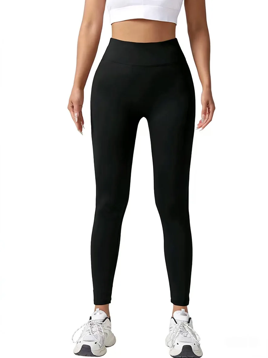 Cross border new yoga waist pleated peach hip lifting sports pants for women, pocket high waisted button up pants