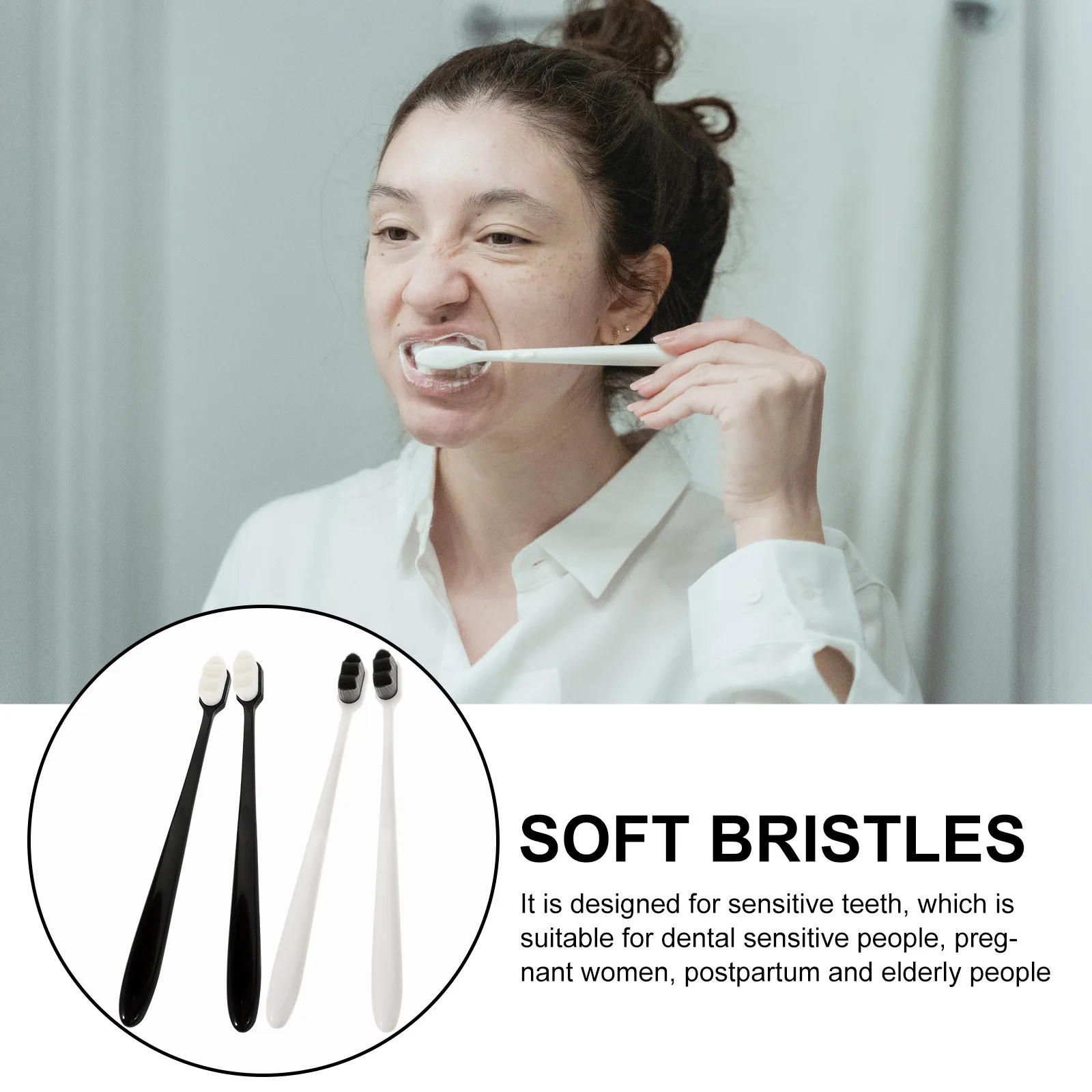 

Набор из 4 зубных щеток для ухода за полостью рта с мягкой волнистой щетиной для слабых зубов, для женщин после родов, портативные, для глубокой чистки и удаления налета