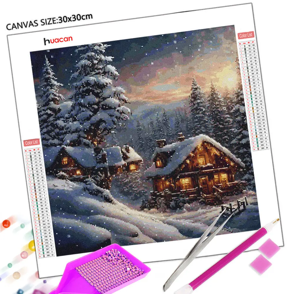 Huacan 2025 مجموعة جديدة لوحات الماس دولفين السماء الماس التطريز البحر الغروب فسيفساء لوحات الديكور الفنية