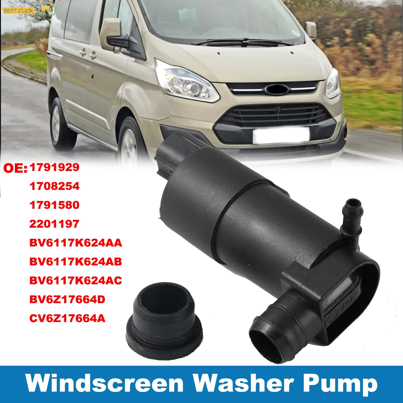 1pcs Car Windscreen Washer Pump BV6117K624AA CV6Z-17664-A For Ford For Focus S SE ST Titanium 2013-2015 For Transit Custom 2017