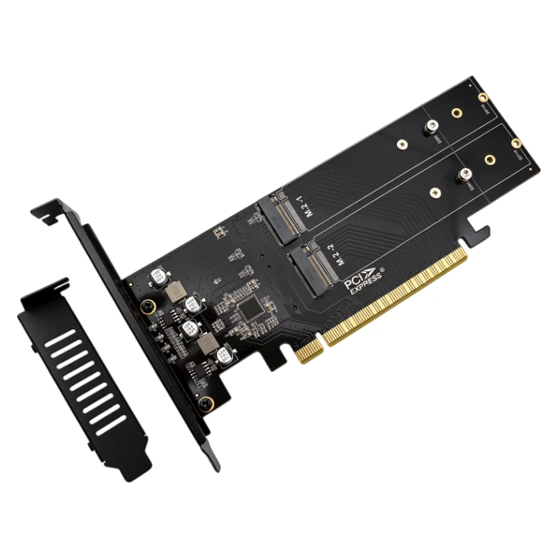 PCI Express X16 4Port M.2 NVMe M-Key SSD Splitter Adapter Bifurcation Card For 2U Server NAS Support PCIe4.0 2280-22110 NVME SSD