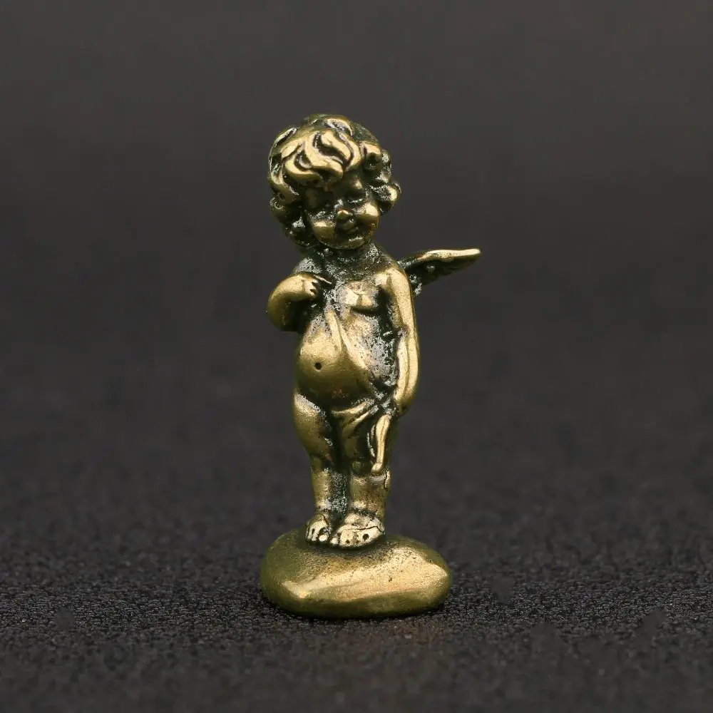 Solid Love Cupid Statue Copper Crafts Elegant Design Copper God Ornaments Small Copperware Desktop Cupid Figurines