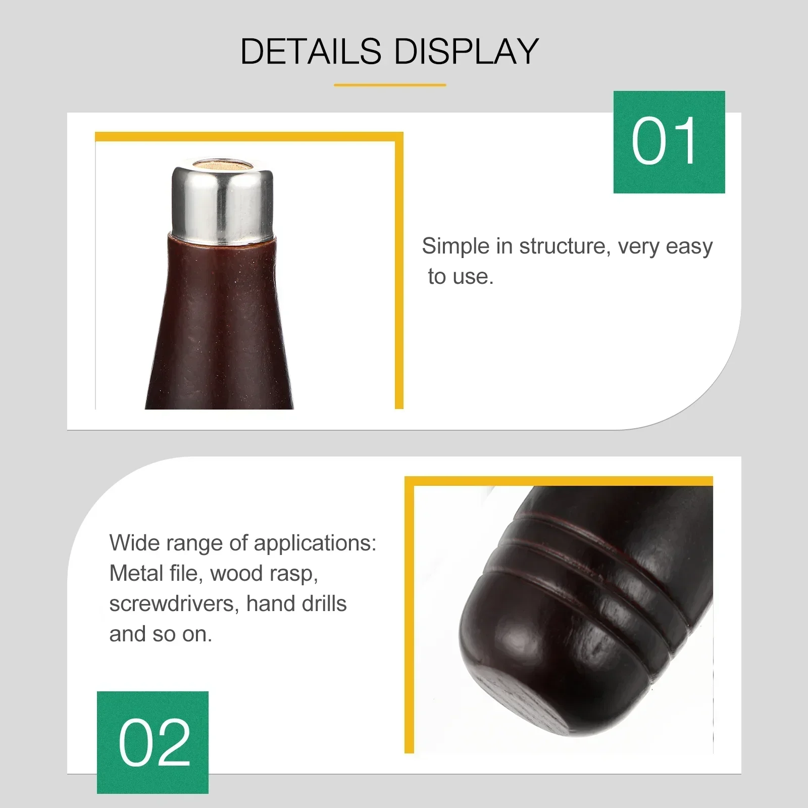 File Rasp Iron Replacement Handles 3 Wood Metal Parts Wooden Accessory Grip Replace Comfortable Pcs Wooden