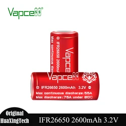 Original High Quality Vapcell 3.2V IFR26650 2600mah Battery 55A/75A 26650 lifepo4 Rechargeable Batteries For Electric Vehicles