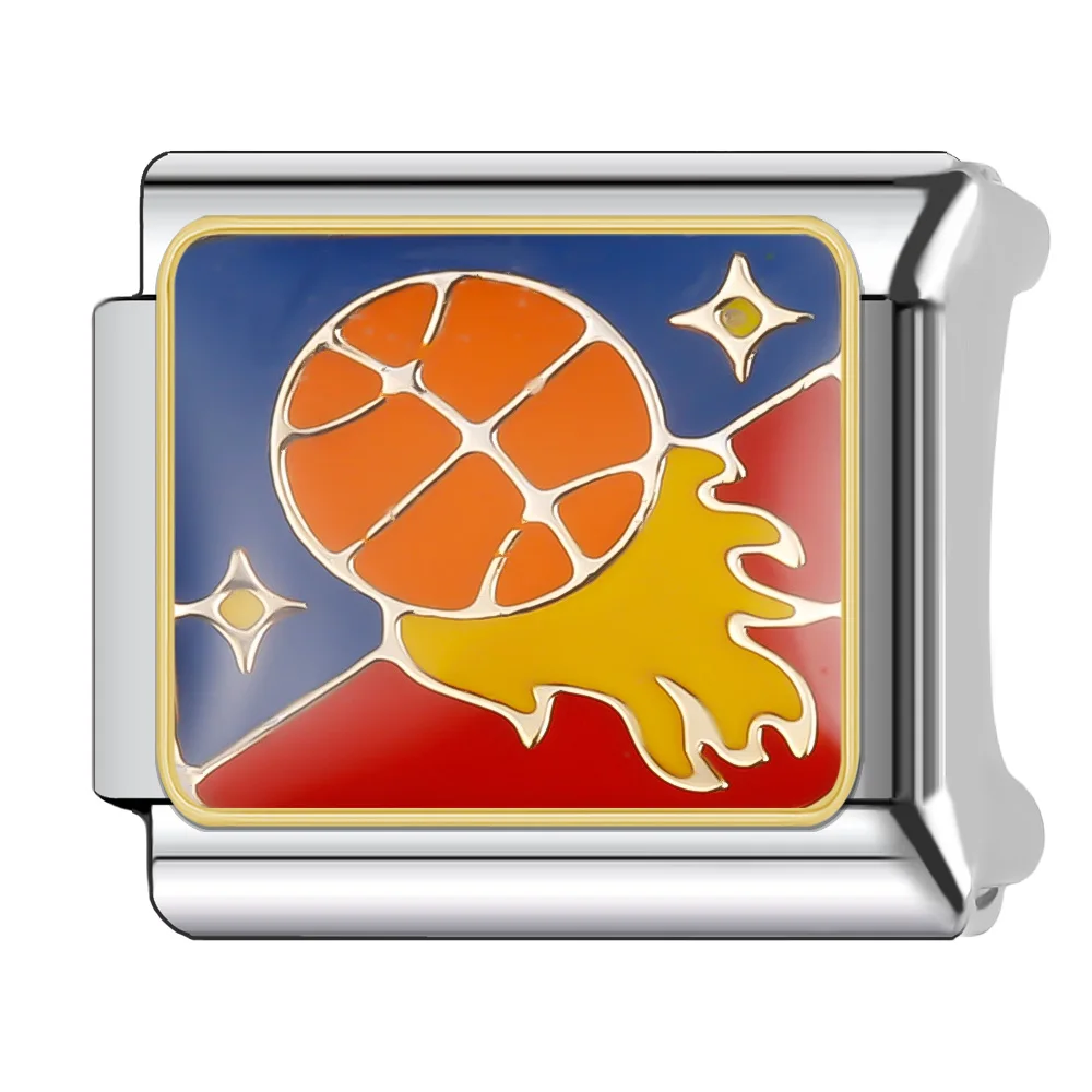Trusta 2024 Fashion Billiards Basketball Football Charm Italian Links 9mm Bracelet Stainless Steel for Women DIY Jewelry N264