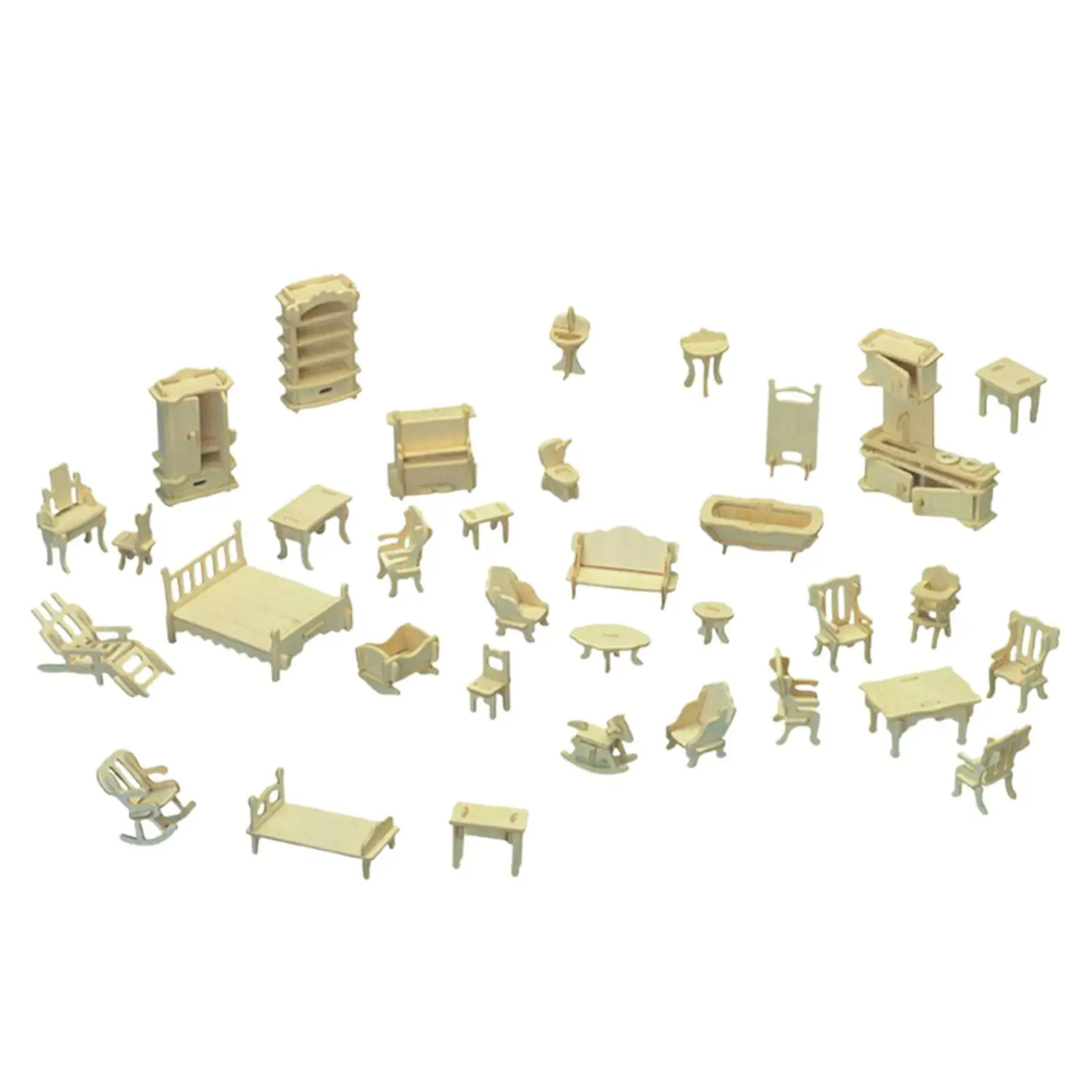 Wooden 3D Puzzles for Kids Jigsaw Educational Hands Craft Dollhouse Furniture Brain Teaser for Family Kids Teens Girls Boys