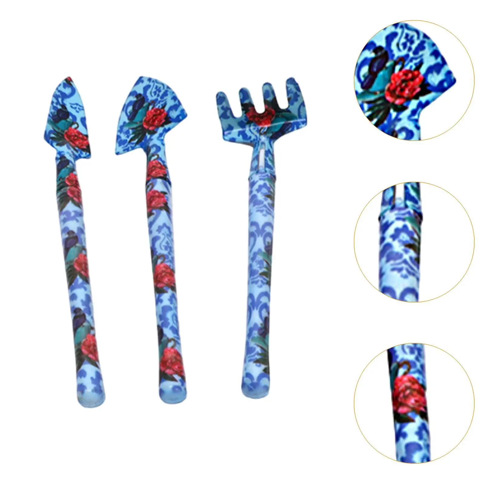 3Pcs Mini Garden Tools Set Iron Yard with Spades and Rake for Flower Plants