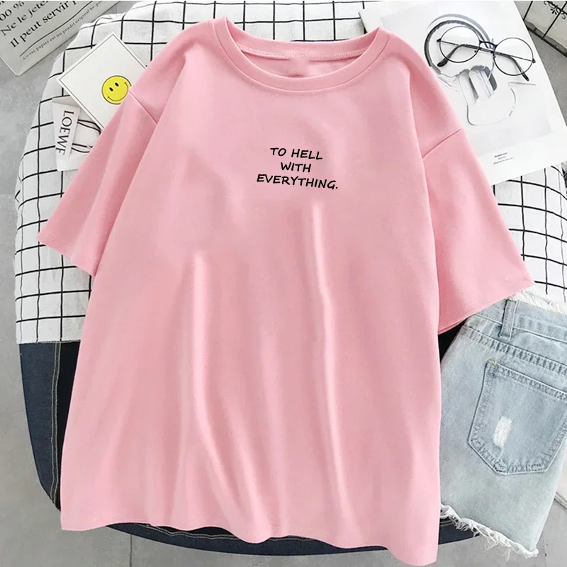 Y2k Women Short Sleeve Yellow T-shirts Loose Harajuku Plus Size Letter Printed Chic Simply All-match Women Korean Style T Shirt