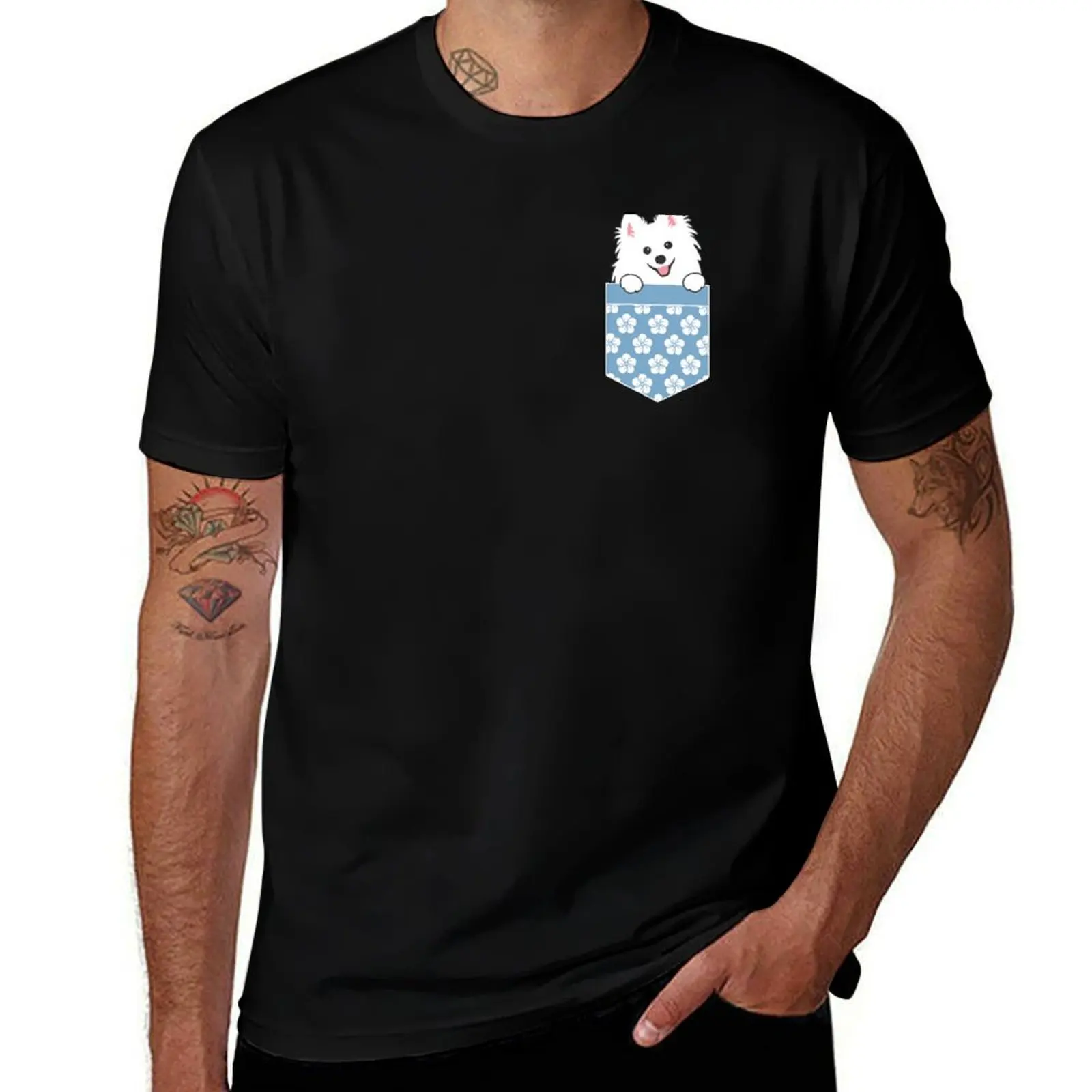 Cute Japanese Spitz Dog in Your Pocket T-Shirt Simple Graphic Design T-Shirt