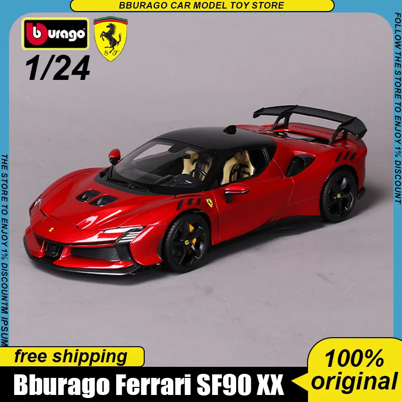En Stock nuevo Bburago 1:24 Ferrari Sf90 Xx Stradale aleación roja miniatura Diecast modelo Ferrari deportes coche de carreras juguetes niños regalo