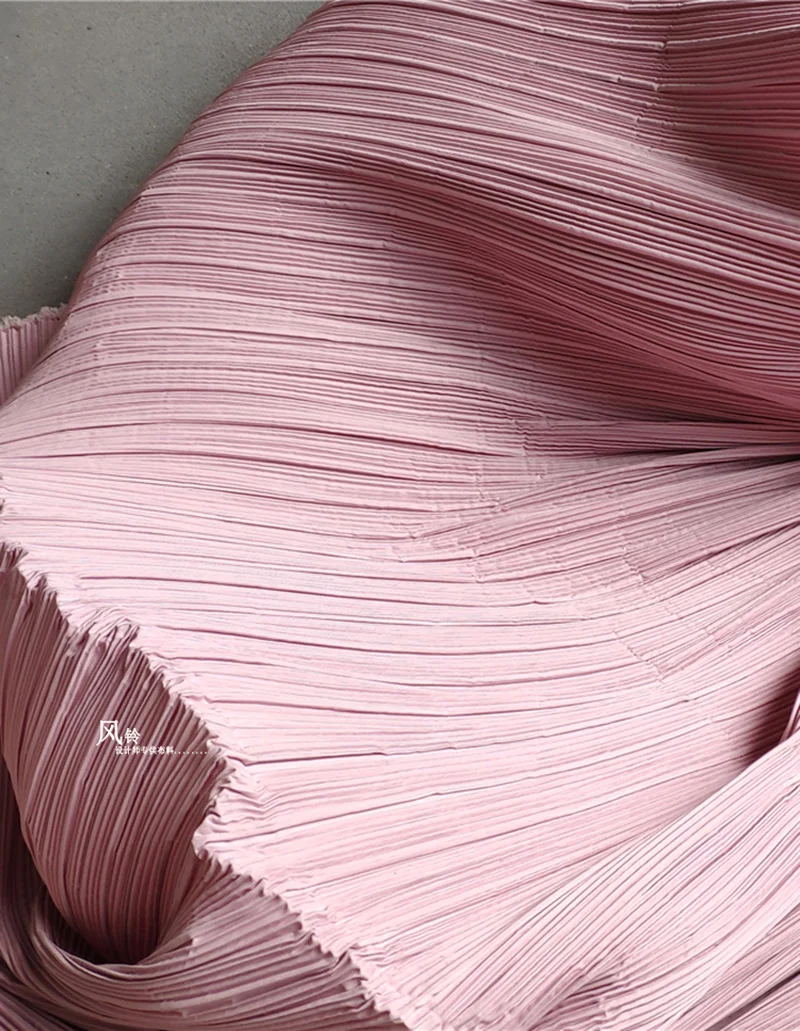 Pleated Fabric Pink Creative Cloth Folds DIY Sewing Art Background Decor Skirts Dress Clothes Clothing Designer Fabric