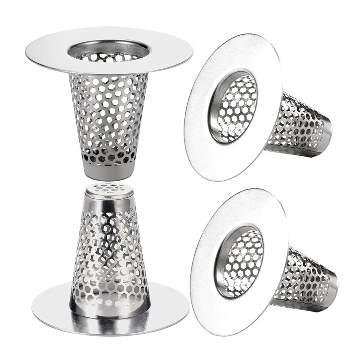 A56K 4PCS Bathroom Sink Drain Strainers for 1.2-1.6Inch Drain Hole, 1Inch Small Conical Stainless Steel Bathtub Drain Cover