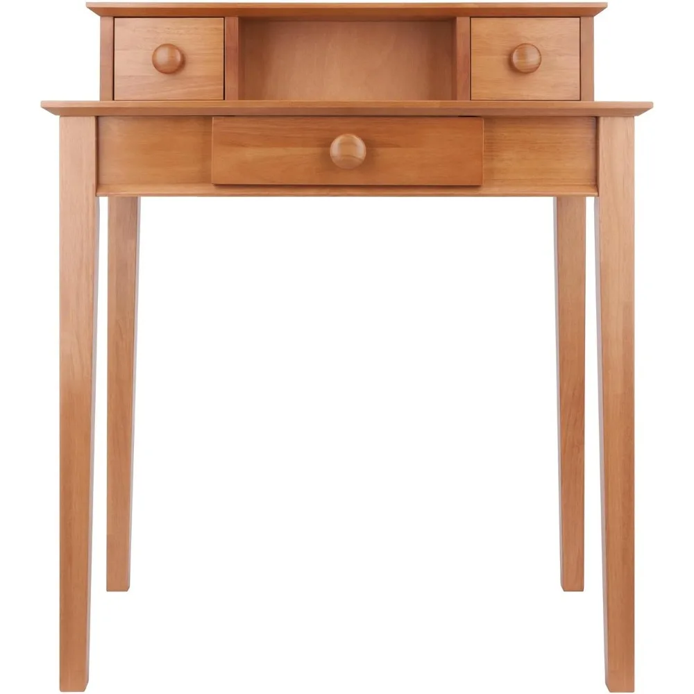 Encantadora escritorio de oficina en casa, rincón de escritura, ámbar cálido