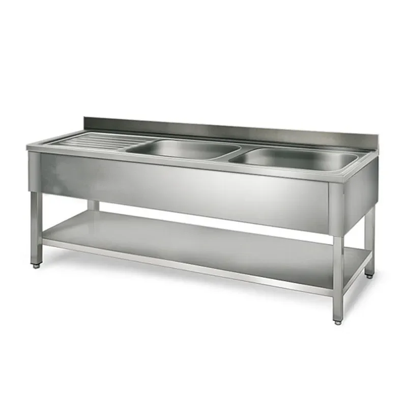 Handmade Stainless Steel Kitchen Sink Thickened Wire Drawn Large Single Double Bowl with Drain for Modern Home