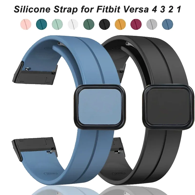 Silicone Strap for Fitbit Versa 4 3 2 1 Versa Lite Magnetic Buckle soft Sport Watch band for fitbit sense/sense 2 Bracelet