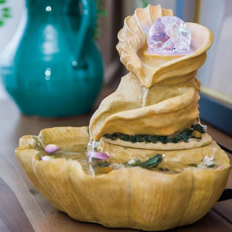 DSA Valentine's Day Shell Ornament Wedding Gift Practical Tabletop Flowing Water Fountain Humidifier Feng Shui Ornament