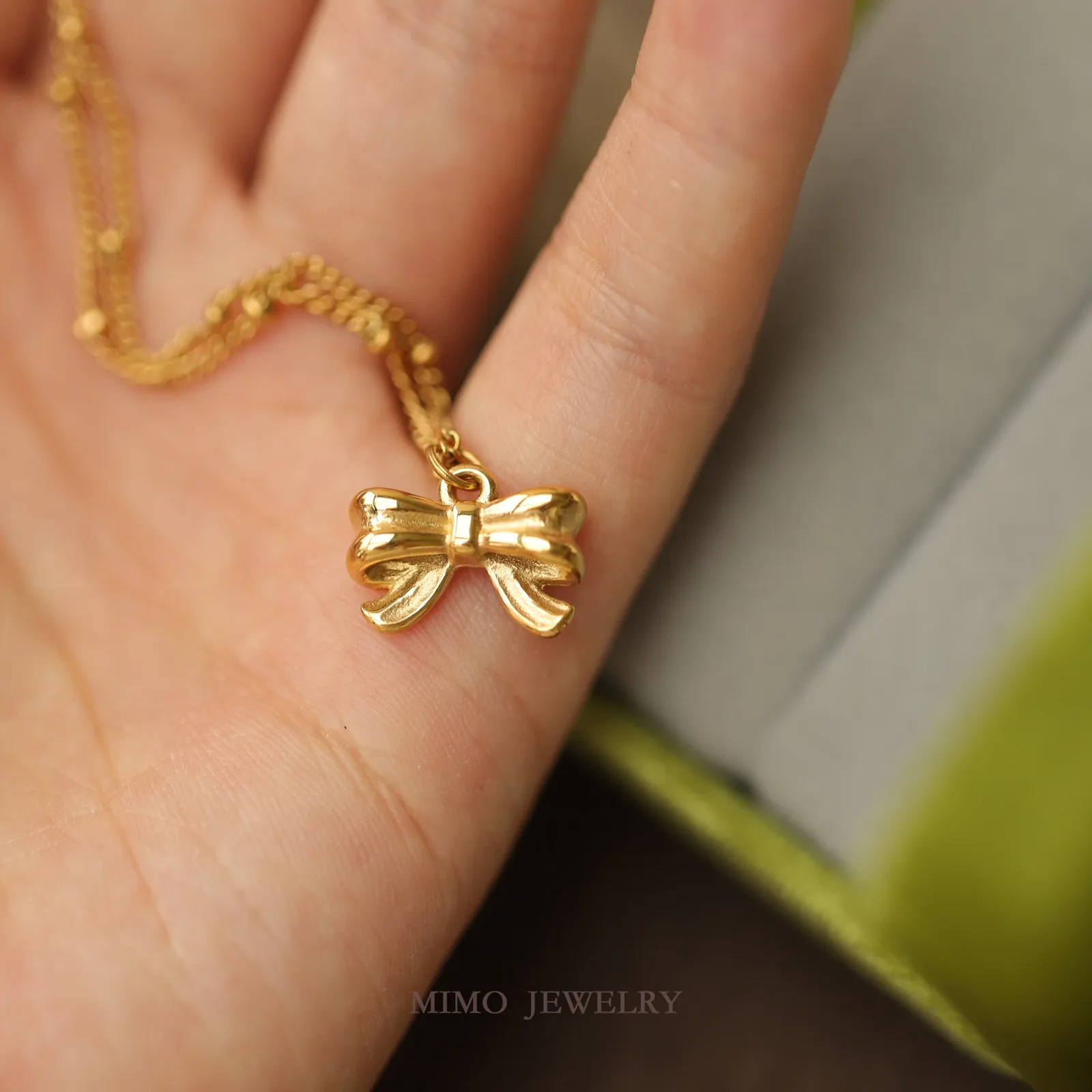 

Cute Sweetheart Girl Three Dimensional Bow Charms Pendant Supplies DIY Hand Stainless Steel Gold Plated Accessories 14.2x10.3mm