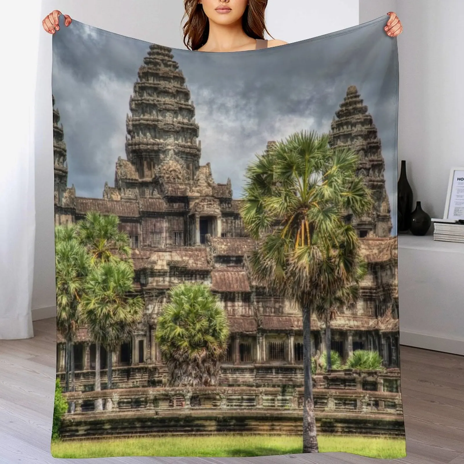 Angkor Wat Temple Cambodia Throw Blanket