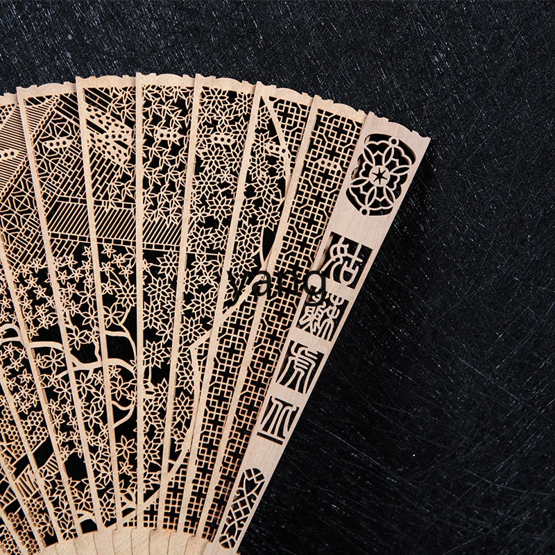 LTT fragrant wood fan sandalwood fan Chinese style folding fan women's gift hollow engraving