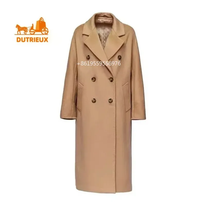 DUTRIEUX No Box Women Coat, Luxury Double Faced 10% Cashmere 90% Wool Women Long Coat Jacket,Winter Cashmere Coat for Women
