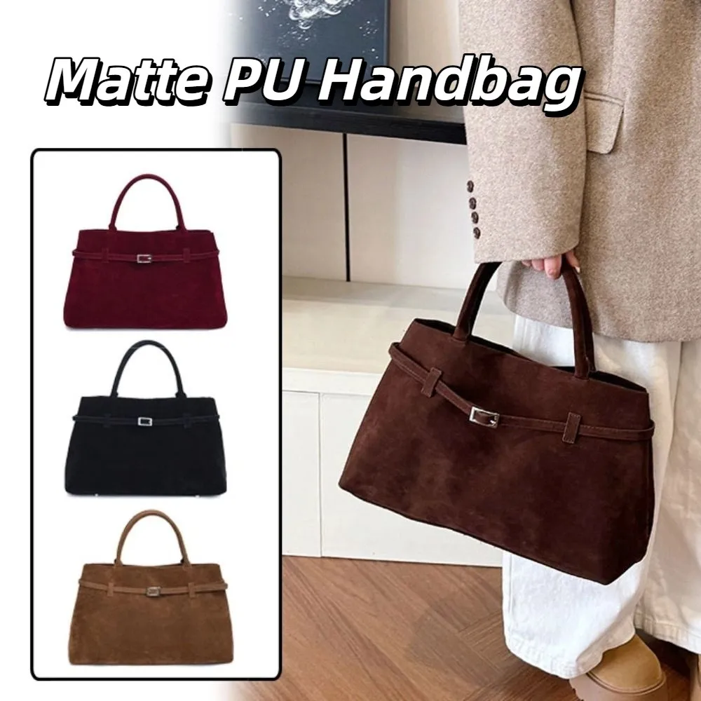 

Korean Style Suede Shoulder Bag Solid Color Tote Bag Matte PU Handbag Bohemian Style Large Capacity Underarm Packs Travel