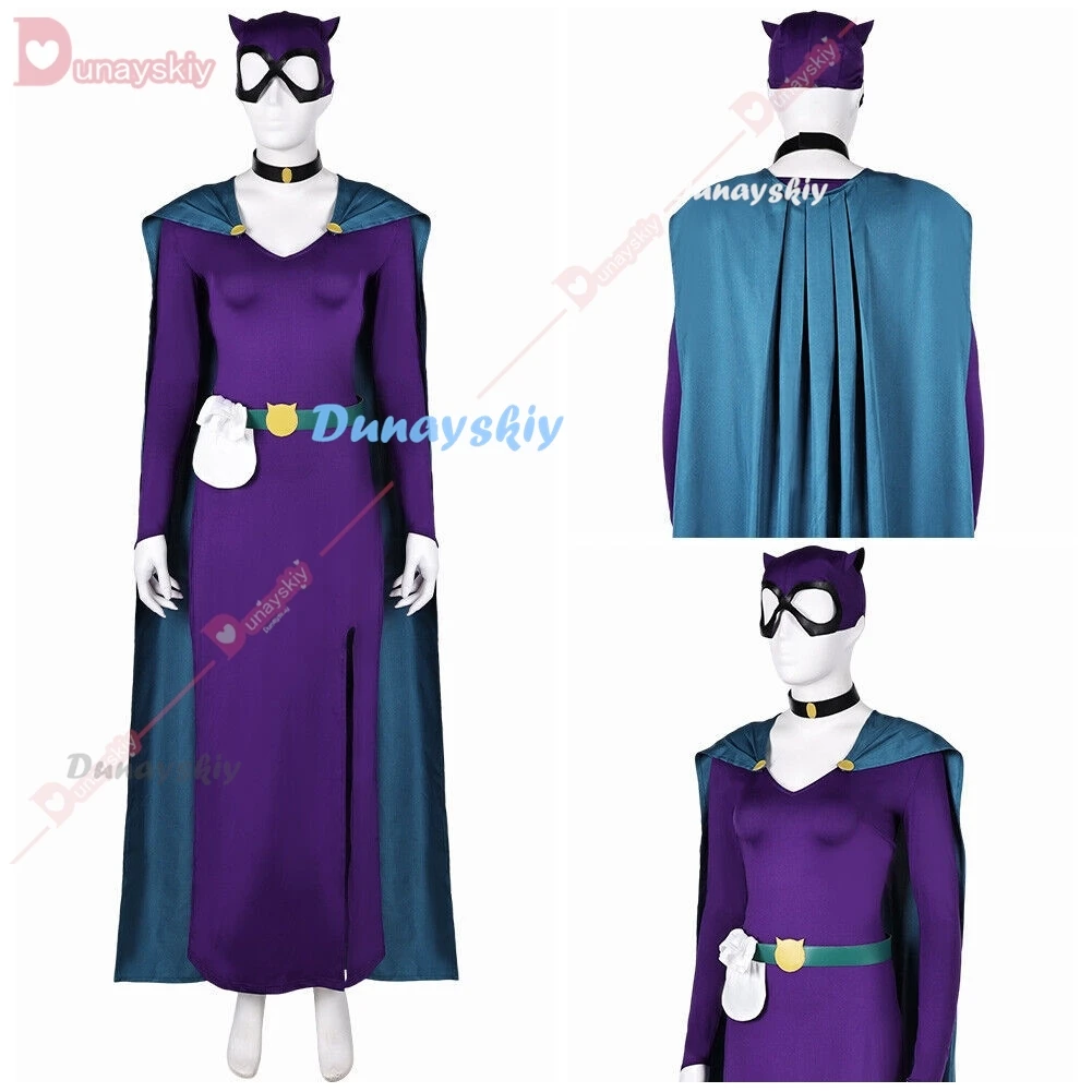 Donne Selinaaaa Cosplay Costume sexy Maschera Cintura Mantello Film Kyleee Abito Abbigliamento Abiti Vestito da festa di carnevale di Halloween